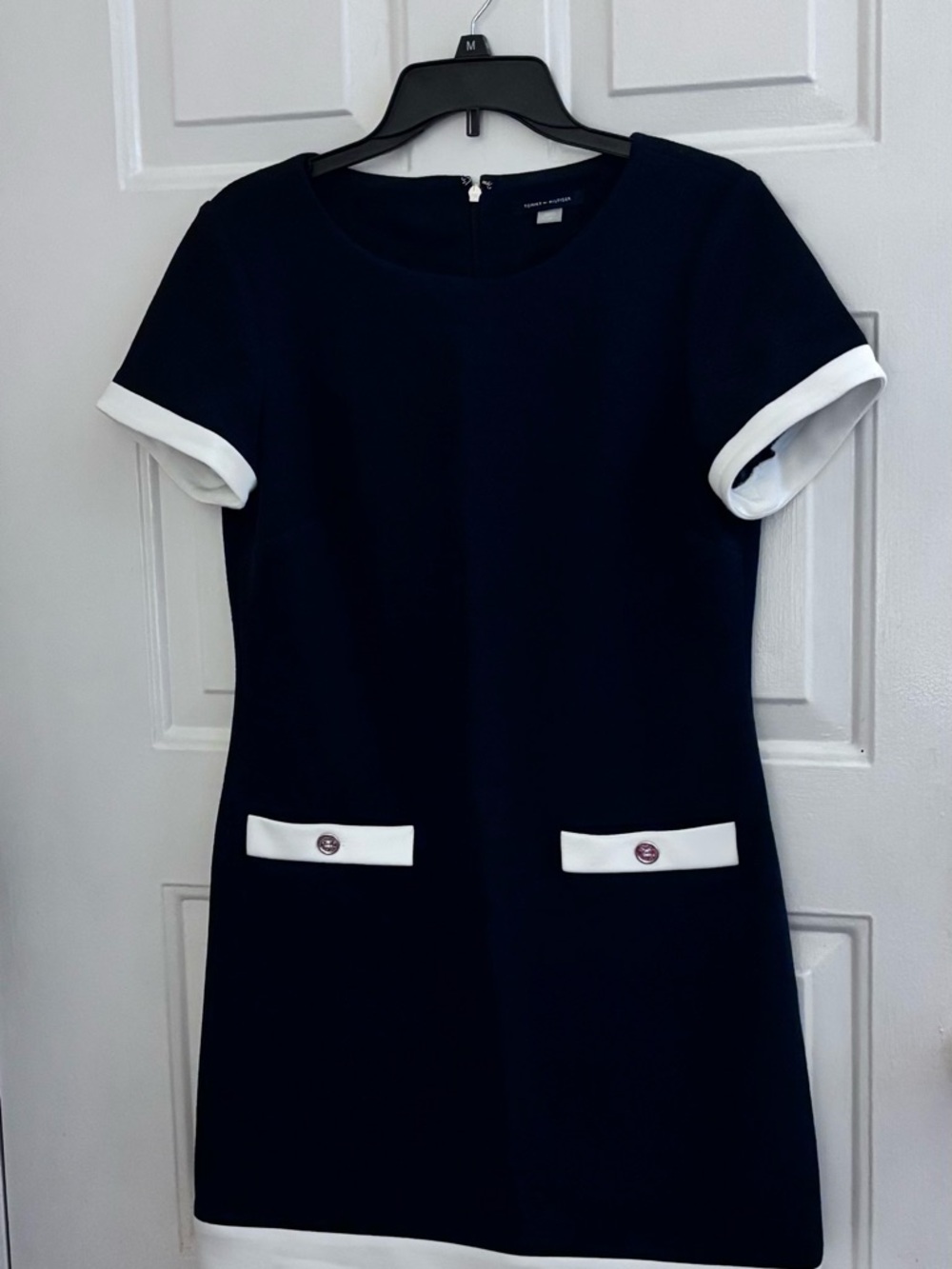 Tommy Hilfiger Navy Mini Dress with White Trim Accents